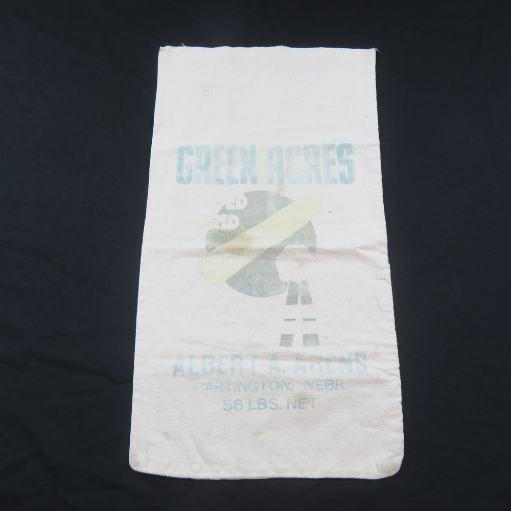 Green Acres Seed Bag Alberta Ahens - Hardington NEBR Beige Green 27x15 Vintage
